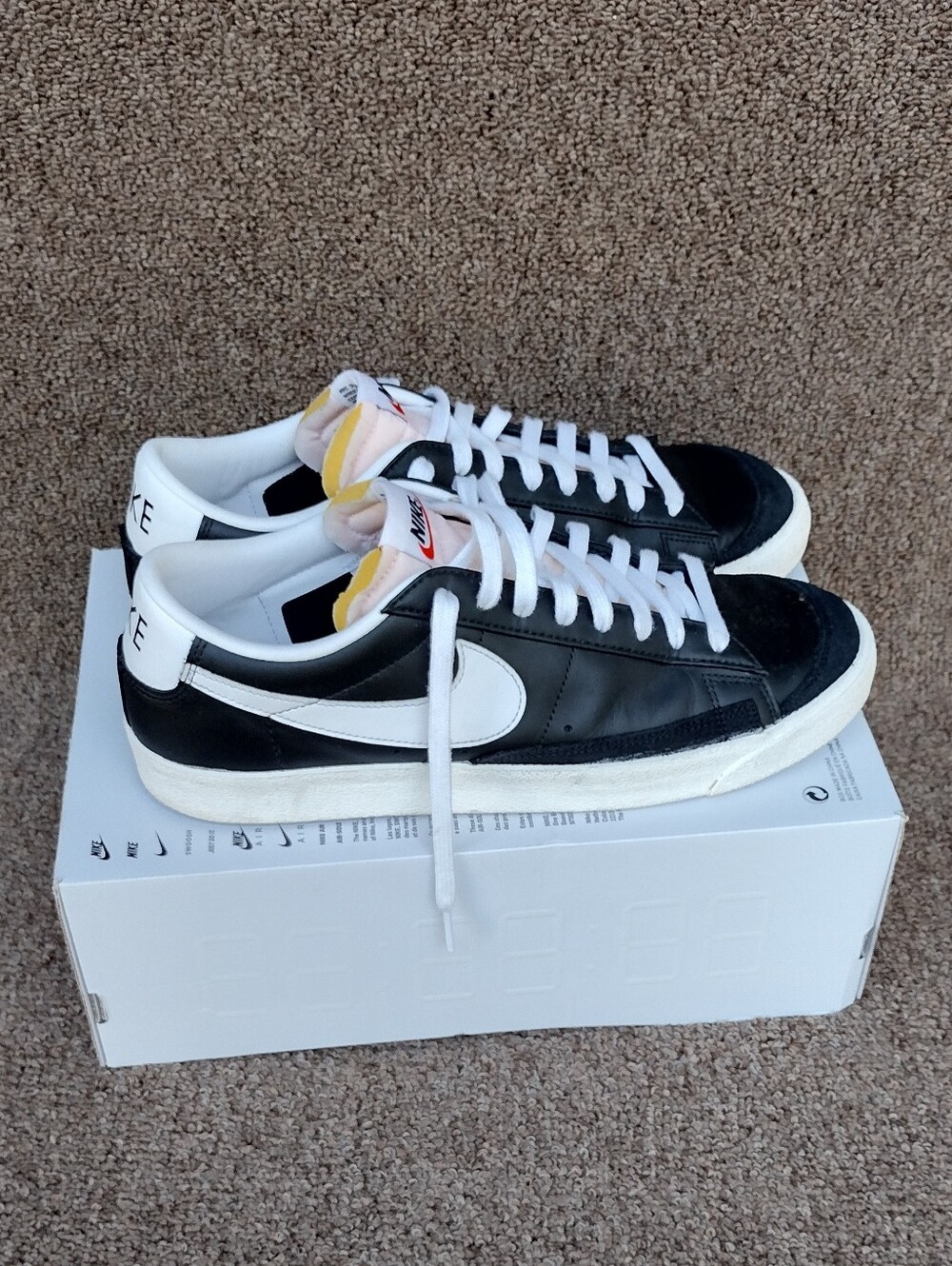 Nike Blazer Low '77 Vintage Men's Shoes DA6364-001 Sneakers Black White Size 12